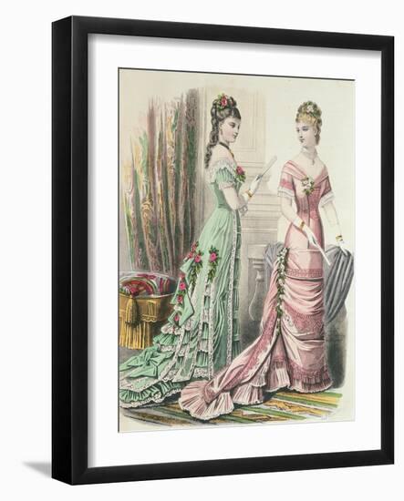 Paris Fashion, from 'Journal Des Demoiselles' Published Dupuy Paris, 1878 (Colour Litho)-French-Framed Giclee Print