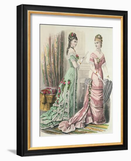 Paris Fashion, from 'Journal Des Demoiselles' Published Dupuy Paris, 1878 (Colour Litho)-French-Framed Giclee Print