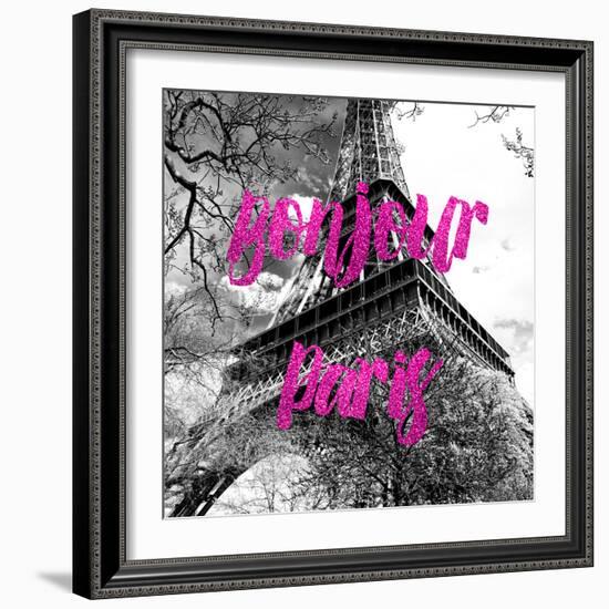 Paris Fashion Series - Bonjour Paris - Eiffel Tower II-Philippe Hugonnard-Framed Photographic Print