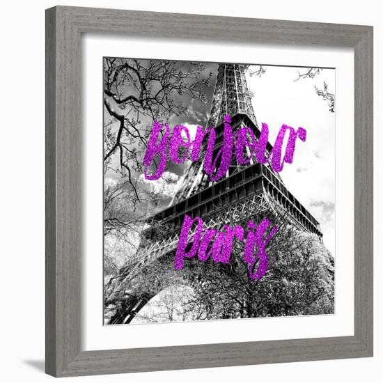 Paris Fashion Series - Bonjour Paris - Eiffel Tower III-Philippe Hugonnard-Framed Photographic Print