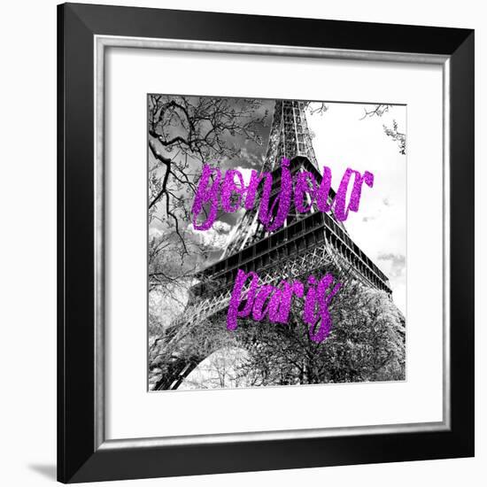Paris Fashion Series - Bonjour Paris - Eiffel Tower III-Philippe Hugonnard-Framed Photographic Print