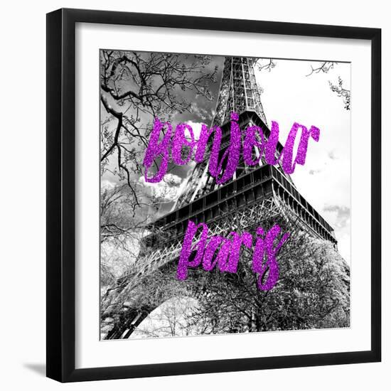 Paris Fashion Series - Bonjour Paris - Eiffel Tower III-Philippe Hugonnard-Framed Photographic Print
