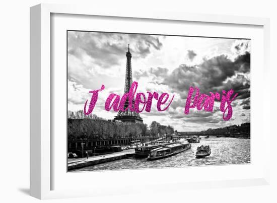 Paris Fashion Series - J'adore Paris - Seine River and Eiffel Tower II-Philippe Hugonnard-Framed Photographic Print