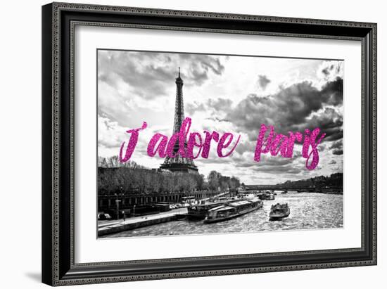 Paris Fashion Series - J'adore Paris - Seine River and Eiffel Tower II-Philippe Hugonnard-Framed Photographic Print