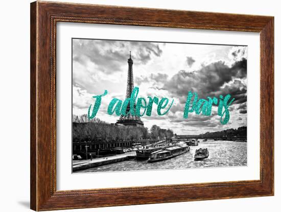 Paris Fashion Series - J'adore Paris - Seine River and Eiffel Tower III-Philippe Hugonnard-Framed Photographic Print