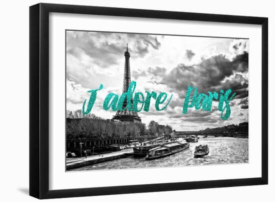 Paris Fashion Series - J'adore Paris - Seine River and Eiffel Tower III-Philippe Hugonnard-Framed Photographic Print