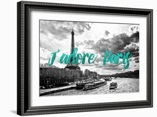 Paris Fashion Series - J'adore Paris - Seine River and Eiffel Tower III-Philippe Hugonnard-Framed Photographic Print