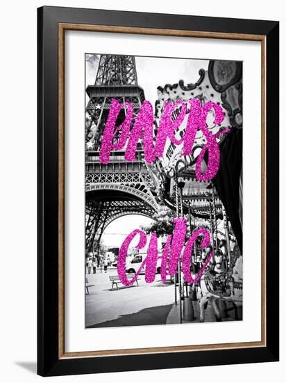 Paris Fashion Series - Paris Chic - Eiffel Tower and Carousel II-Philippe Hugonnard-Framed Photographic Print