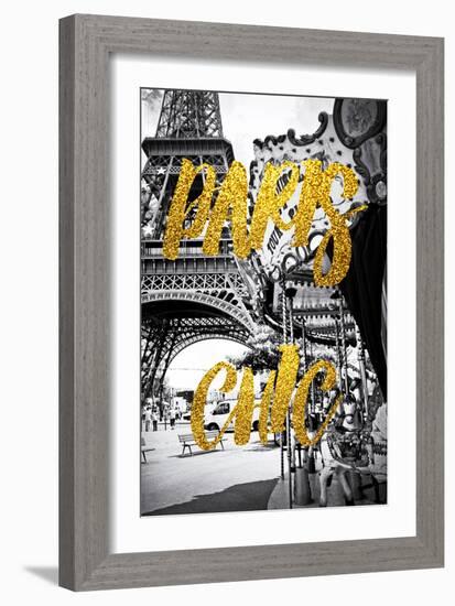 Paris Fashion Series - Paris Chic - Eiffel Tower and Carousel-Philippe Hugonnard-Framed Photographic Print