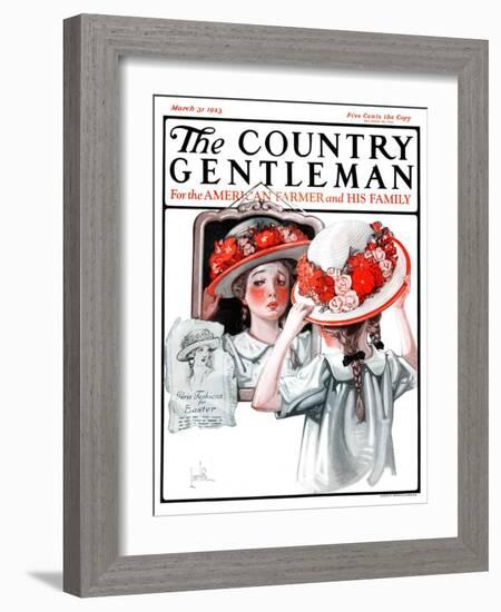 "Paris Fashions for Easter," Country Gentleman Cover, March 31, 1923-F. Lowenheim-Framed Giclee Print