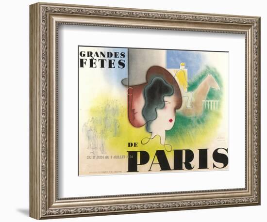 Paris Festval Poster-null-Framed Premium Giclee Print