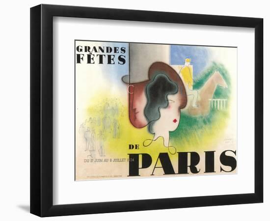 Paris Festval Poster-null-Framed Premium Giclee Print