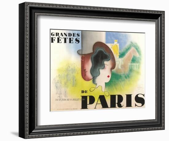 Paris Festval Poster-null-Framed Premium Giclee Print