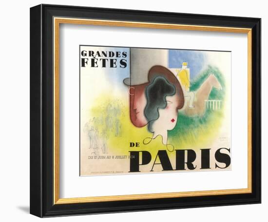 Paris Festval Poster-null-Framed Premium Giclee Print