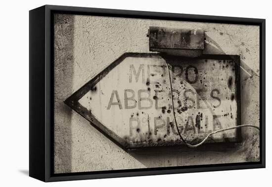 Paris Focus - Old Subway Directional Sign-Philippe Hugonnard-Framed Premier Image Canvas