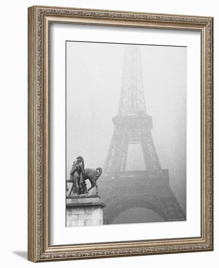 Paris Fog with Eiffel Tower Faintly Seen-Thomas D^ Mcavoy-Framed Photographic Print