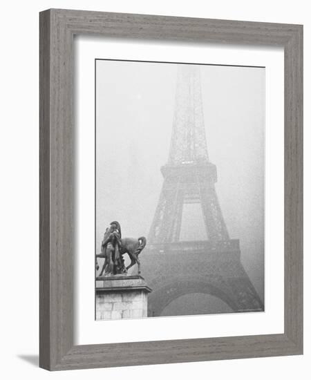 Paris Fog with Eiffel Tower Faintly Seen-Thomas D^ Mcavoy-Framed Photographic Print