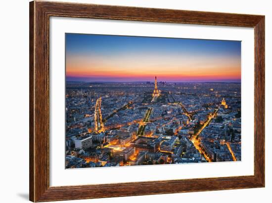 Paris, France at Sunset. Aerial View on the Eiffel Tower, Arc De Triomphe, Les Invalides Etc.-Michal Bednarek-Framed Photographic Print