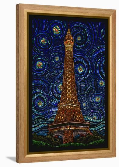 Paris, France - Eiffel Tower Mosaic-Lantern Press-Framed Stretched Canvas