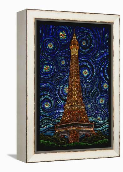 Paris, France - Eiffel Tower Mosaic-Lantern Press-Framed Stretched Canvas