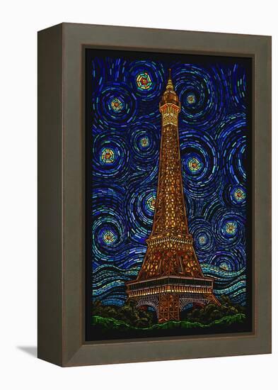 Paris, France - Eiffel Tower Mosaic-Lantern Press-Framed Stretched Canvas