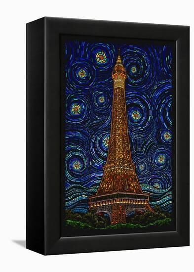 Paris, France - Eiffel Tower Mosaic-Lantern Press-Framed Stretched Canvas