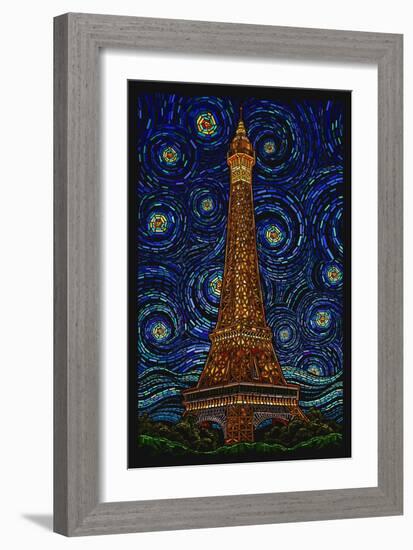 Paris, France - Eiffel Tower Mosaic-Lantern Press-Framed Art Print