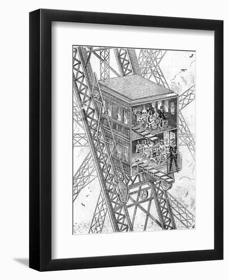 Paris, France - La Tour Eiffel, Otis Elevator-null-Framed Premium Giclee Print