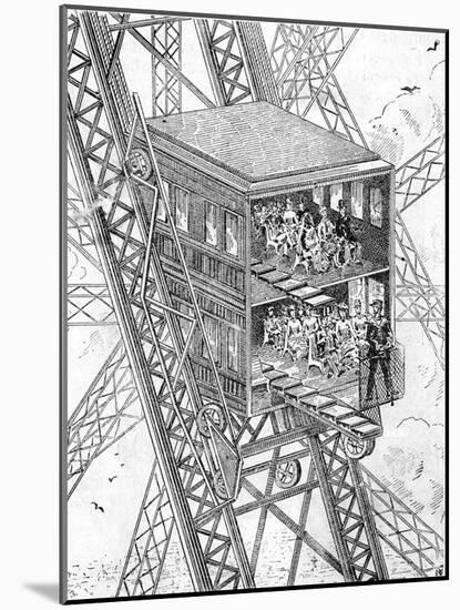 Paris, France - La Tour Eiffel, Otis Elevator-null-Mounted Art Print