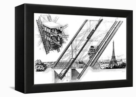 Paris, France - La Tour Eiffel, Otis Elevators-null-Framed Stretched Canvas