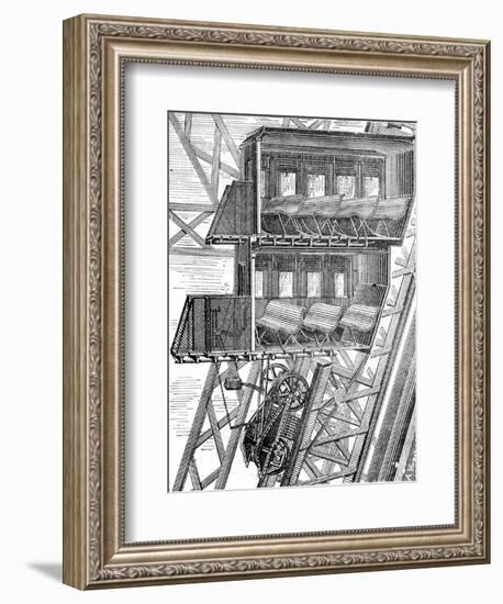 Paris, France - La Tour Eiffel, Roux Elevator-A. Hugel-Framed Premium Giclee Print