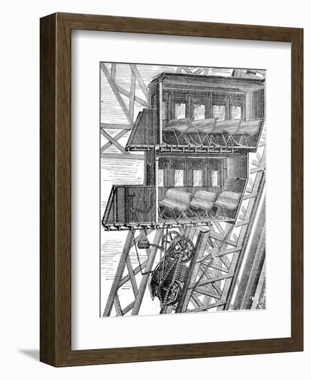 Paris, France - La Tour Eiffel, Roux Elevator-A. Hugel-Framed Premium Giclee Print