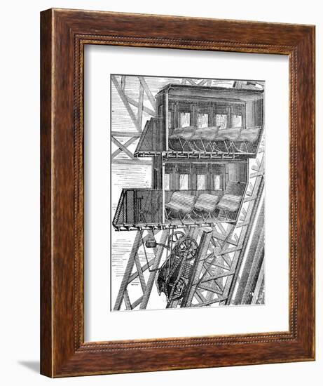 Paris, France - La Tour Eiffel, Roux Elevator-A. Hugel-Framed Premium Giclee Print