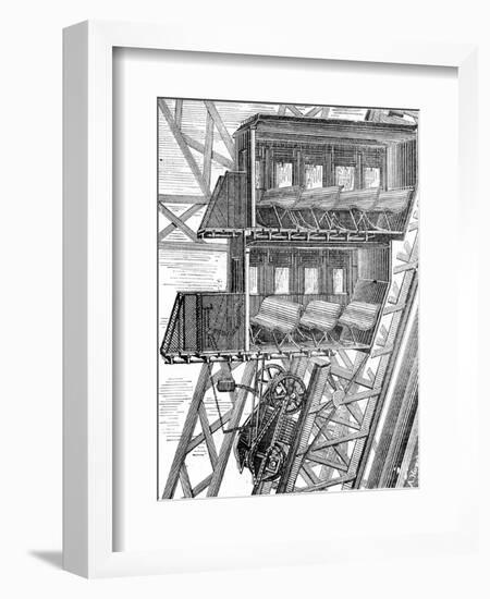 Paris, France - La Tour Eiffel, Roux Elevator-A. Hugel-Framed Premium Giclee Print