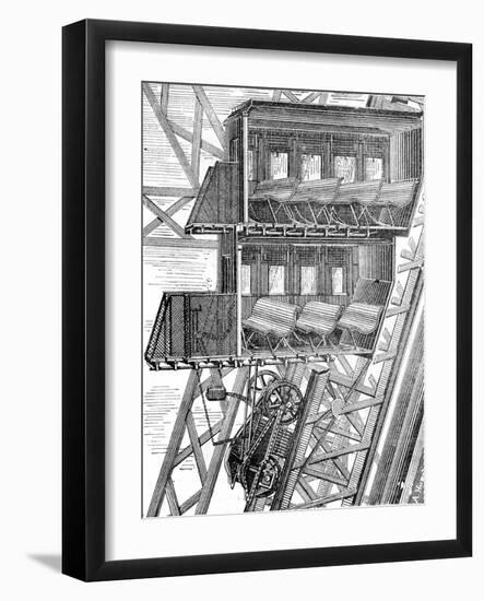 Paris, France - La Tour Eiffel, Roux Elevator-A. Hugel-Framed Art Print