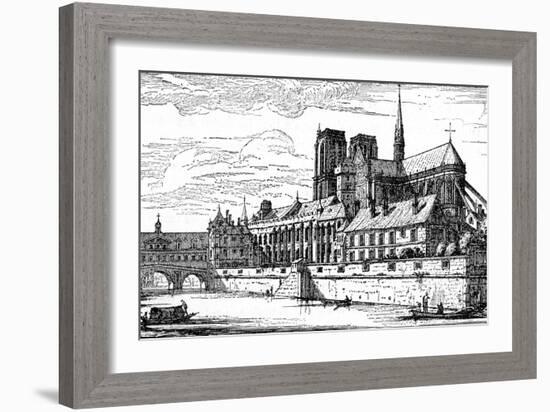 Paris, France - Notre-Dame and Archbishop's Palace-null-Framed Art Print