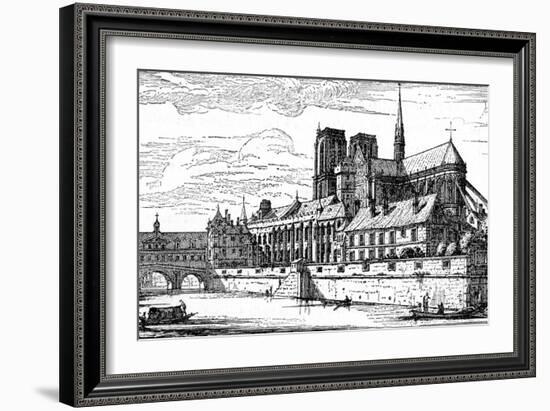 Paris, France - Notre-Dame and Archbishop's Palace-null-Framed Art Print