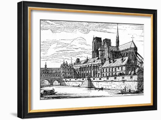 Paris, France - Notre-Dame and Archbishop's Palace-null-Framed Art Print