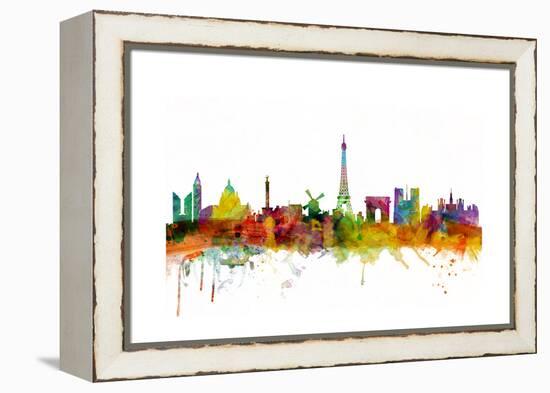 Paris France Skyline-Michael Tompsett-Framed Stretched Canvas