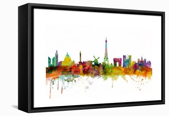 Paris France Skyline-Michael Tompsett-Framed Stretched Canvas