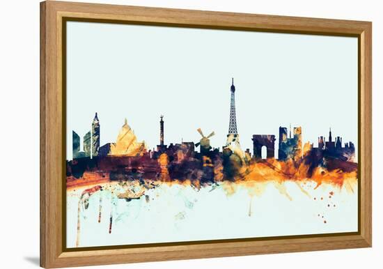 Paris France Skyline-Michael Tompsett-Framed Stretched Canvas