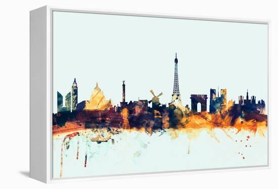 Paris France Skyline-Michael Tompsett-Framed Stretched Canvas