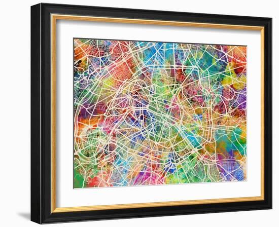 Paris France Street Map-Tompsett Michael-Framed Art Print