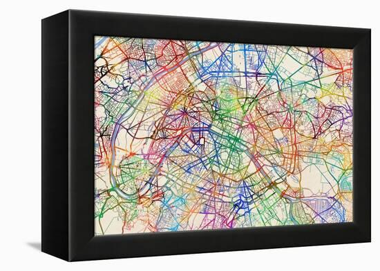 Paris France Street Map-Tompsett Michael-Framed Stretched Canvas