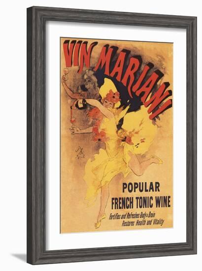 Paris, France - Vin Mariani Dancing Girl Pouring Wine Promotional Poster-Lantern Press-Framed Art Print