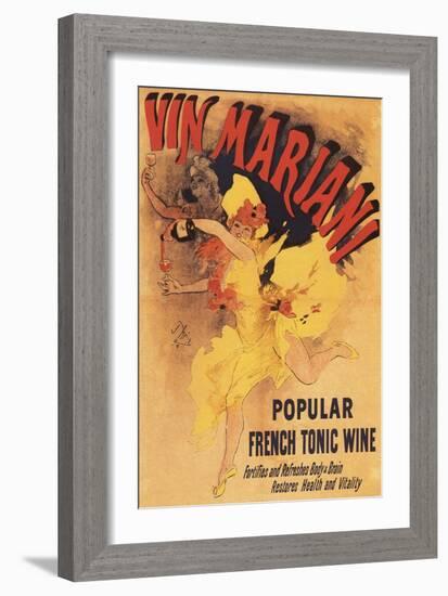 Paris, France - Vin Mariani Dancing Girl Pouring Wine Promotional Poster-Lantern Press-Framed Art Print