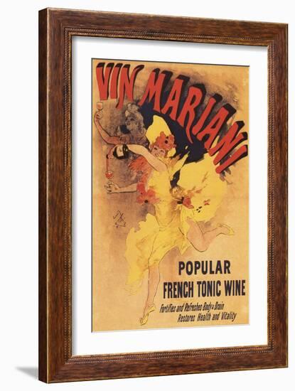 Paris, France - Vin Mariani Dancing Girl Pouring Wine Promotional Poster-Lantern Press-Framed Art Print