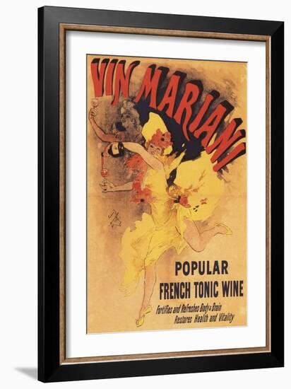 Paris, France - Vin Mariani Dancing Girl Pouring Wine Promotional Poster-Lantern Press-Framed Art Print