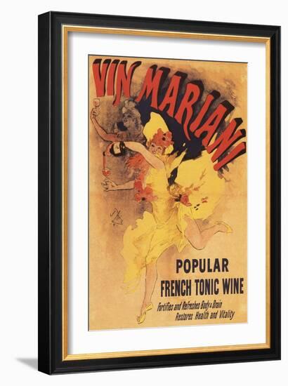 Paris, France - Vin Mariani Dancing Girl Pouring Wine Promotional Poster-Lantern Press-Framed Art Print