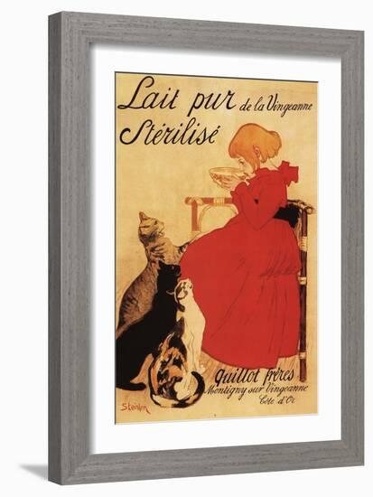 Paris, France - Vingeanne Milk Girl with Cats Advertisement Poster-Lantern Press-Framed Art Print